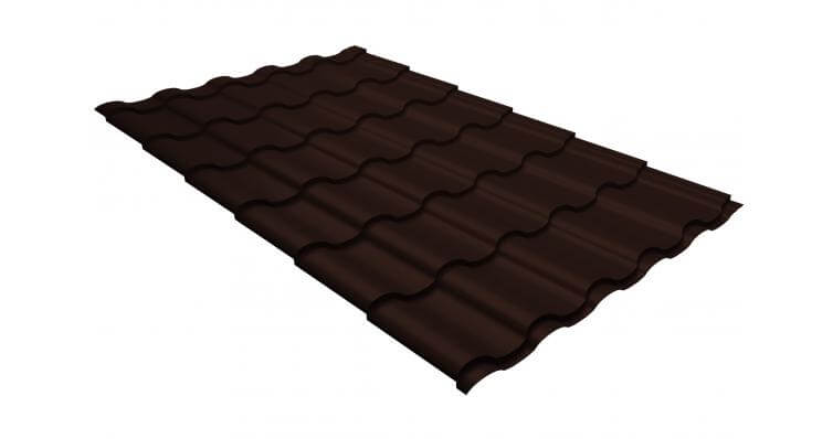 Металлочерепица кредо GL 0,5 GreenСoat Pural RR 887 шоколадно-коричневый (RAL 8017 шоколад)