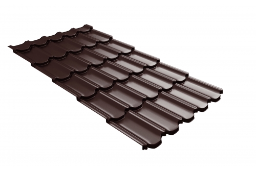 Металлочерепица квинта плюс Grand Line c 3D резом 0,5 GreenСoat Pural Matt RR 887 шоколадно-коричневый (RAL 8017 шоколад)