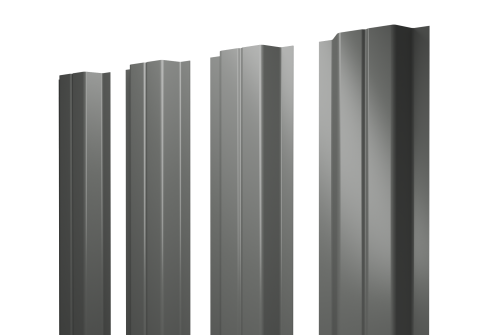Штакетник П-образный А с прямым резом 0,45 PE RAL 7005 мышино-серый