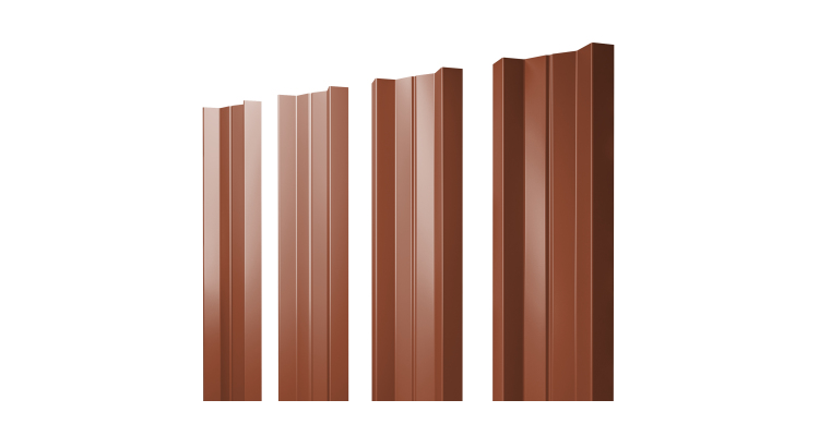 Штакетник М-образный А с прямым резом 0.5 Satin Matt RAL 8004 терракота