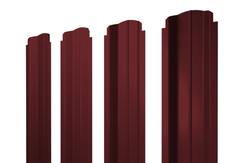 Штакетник П-образный B фигурный 0,45 PE RAL 3005 красное вино