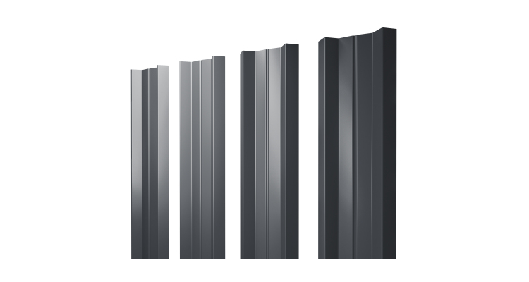 Штакетник М-образный А с прямым резом 0.5 Atlas X RAL 7024 мокрый асфальт