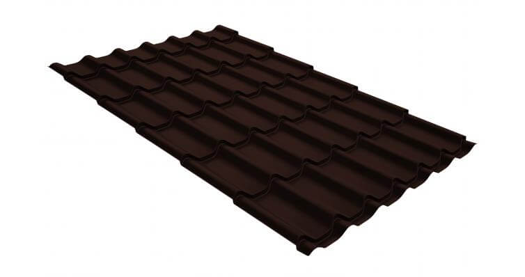 Металлочерепица классик GL 0,5 матовая с покрытием GreenCoat Pural Matt RR 887 шоколадно-коричневый (RAL 8017 шоколад)