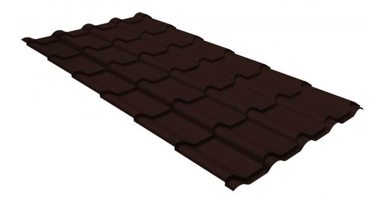 Металлочерепица камея GL 0,5 матовое покрытие GreenCoat Pural Matt RR 887 шоколадно-коричневый (RAL 8017 шоколад)